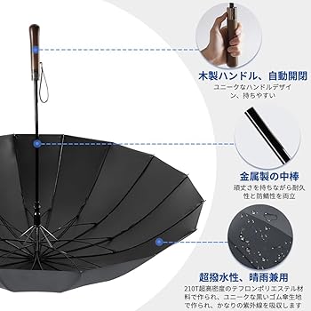 新品 日本製 デニム調生地使用 上品木製わっかハンドル 高級長傘 日傘 8本骨 昔ながらの一級品のパーツを組み合わせた甲州織のメンズ